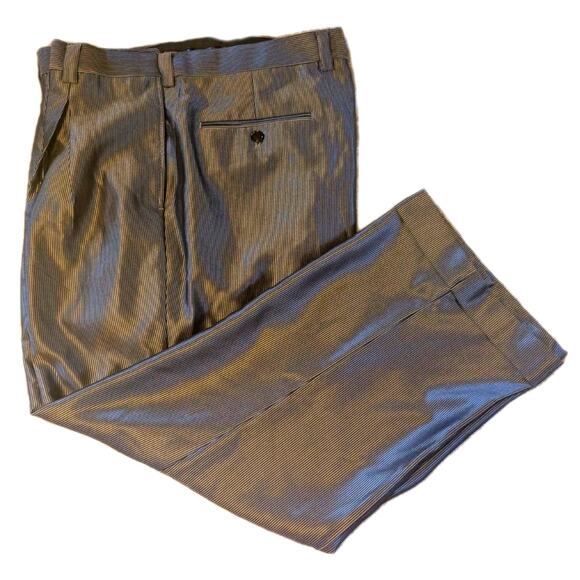 Stacy Adams Men's Shimmering Pinstripe Dress Trouser Pants Cuffed Hem Blokecore - Picture 1 of 8